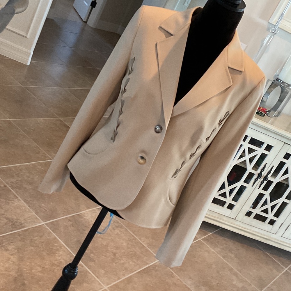 Escada two button front jacket, tan, size 40